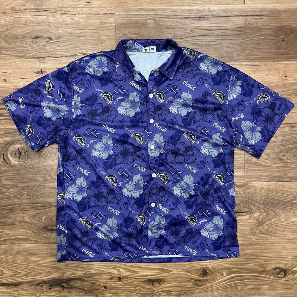 Colorado Rockies MLB Coca-Cola Hawaiian Button Down Shirt XL